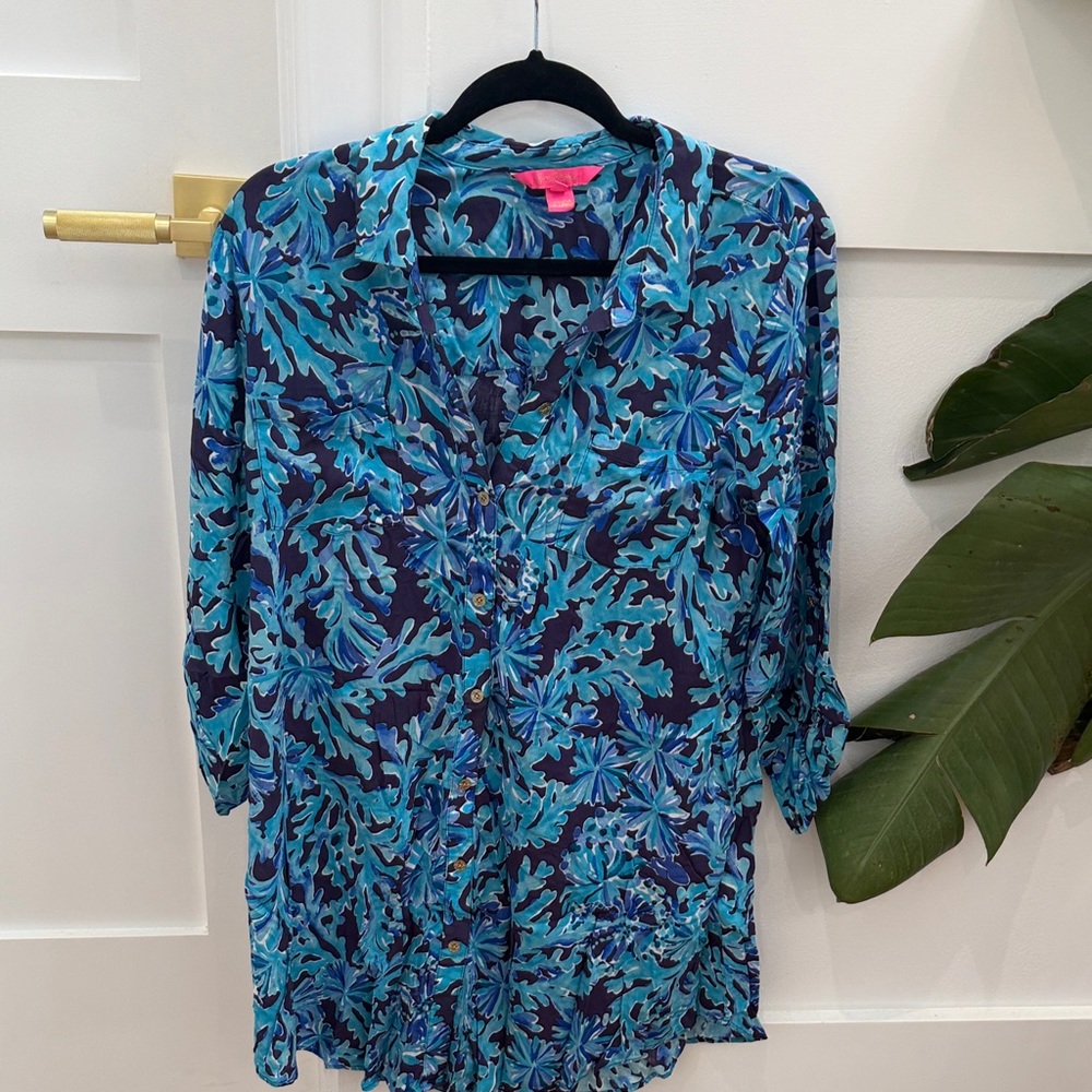 Lilly Pulitzer Blue and Green Swim Coverup